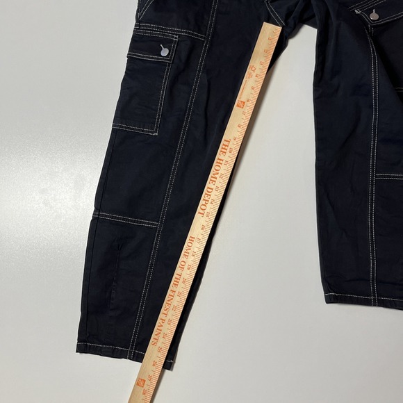 Anthropologie Utility Barrel Pants Size 2 Black Linen Blend Cargo Pocket Trouser - Picture 5 of 9